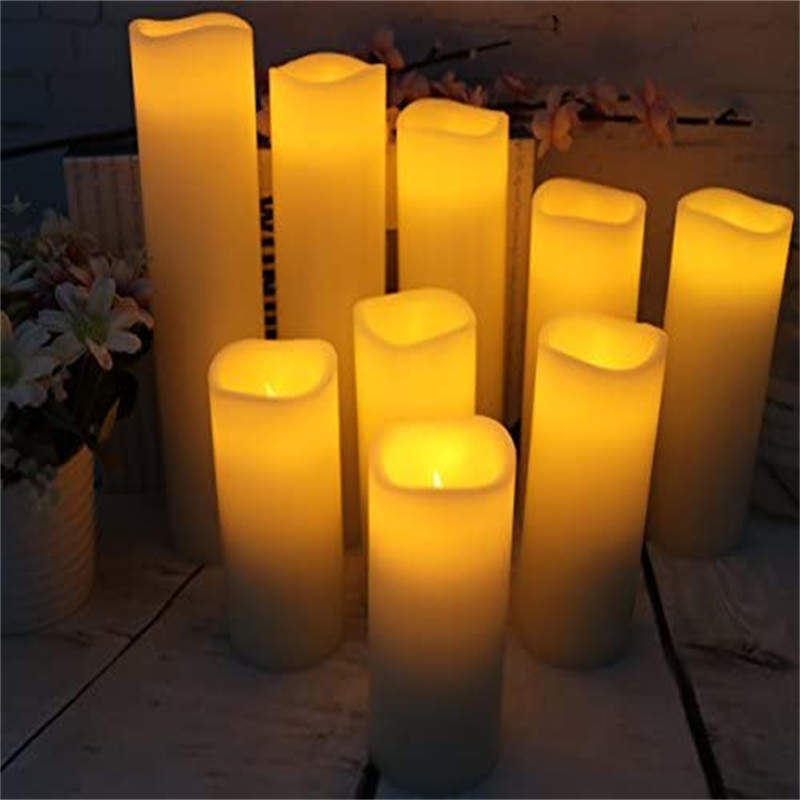 Flameless Candles Battery Operated Candles 4inch 5inch 6inch 7inch 8inch 9inch Set of 9 Ivory Real Wax Pillar LED Candles with 10-Key Remote