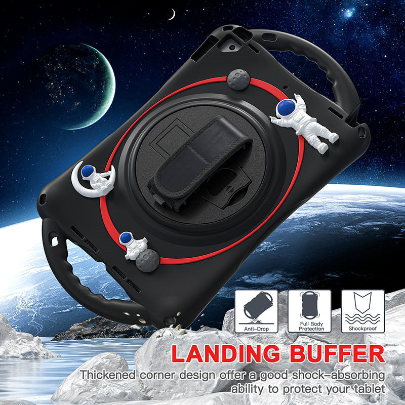 iPad Case Rugged Case with Handle Stand Shoulder Strap for iPad 10.2 Inch 2019/2020/2021-Black