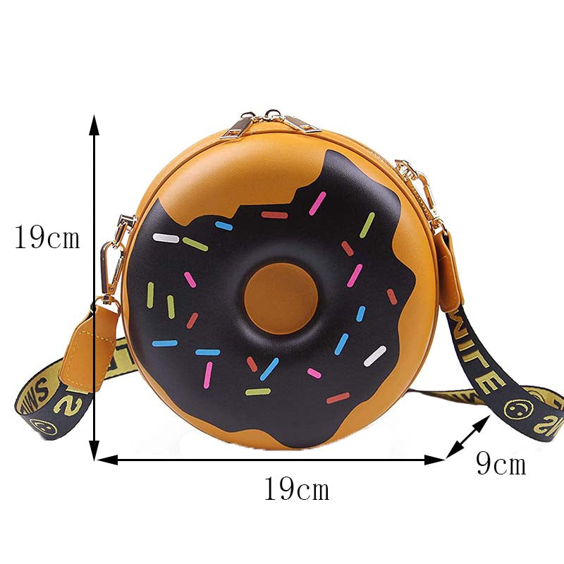 Womens Doughnut Crossbody Purse PU Shoulder Bag-Brown