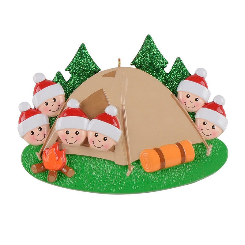 Camping Family of 6 Christmas Ornament DIY Tree Pendant