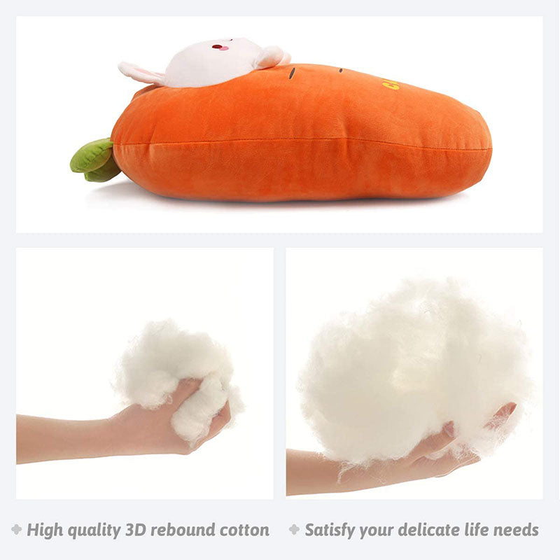 Bunny Plush Stuffed Animal Pillow-Cute Carrot Squishy Hugging Plushie-Gifts for Kids