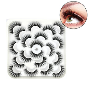 10 Pairs 3D False Eyelashes Reusable Wispy Cat Eye Natural Look Lashes-111