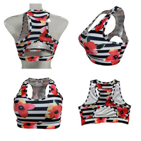 Racerback Sports Bra with Pocket Floral Printed Workout Tank Tops-5
