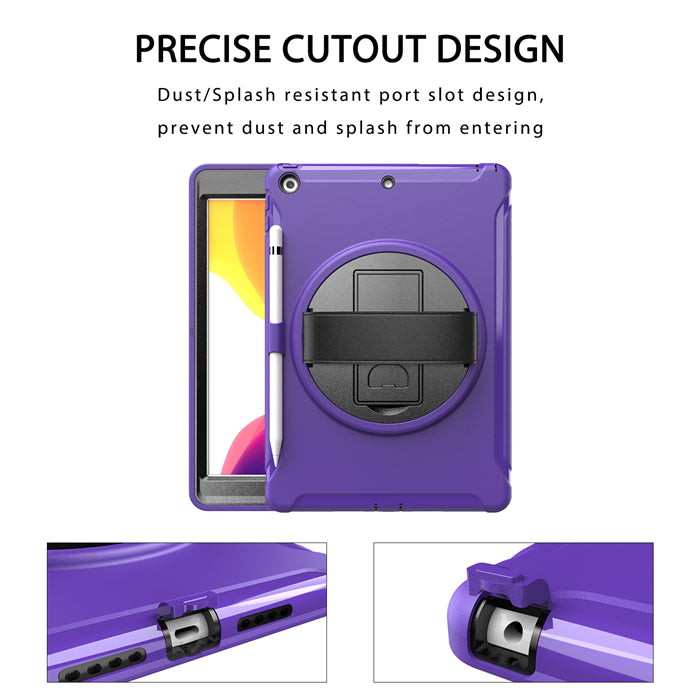 Spider Man 3-Layer Multi-Function Case With Pencil Holder For New iPad 10.2/2019 iPad 7-Purple