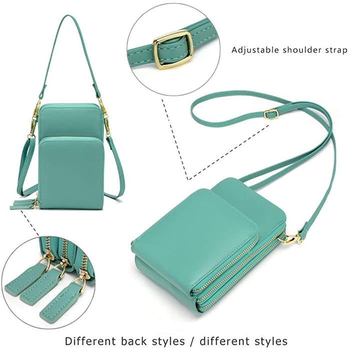 Crossbody Phone Bag for Women Small Shoulder Bag Cell Phone Wallet Purses and Handbags with 14 Credit Card Slots-Lightgreen