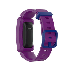 Silicone Watch Band For Fitbit Inspire/Inspire HR/ACE 2-Grape Purple+Navy Blue Buckle
