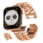 Metal Watch Band Double Chain Alloy Trendy Design for Apple Watch-Rose Gold