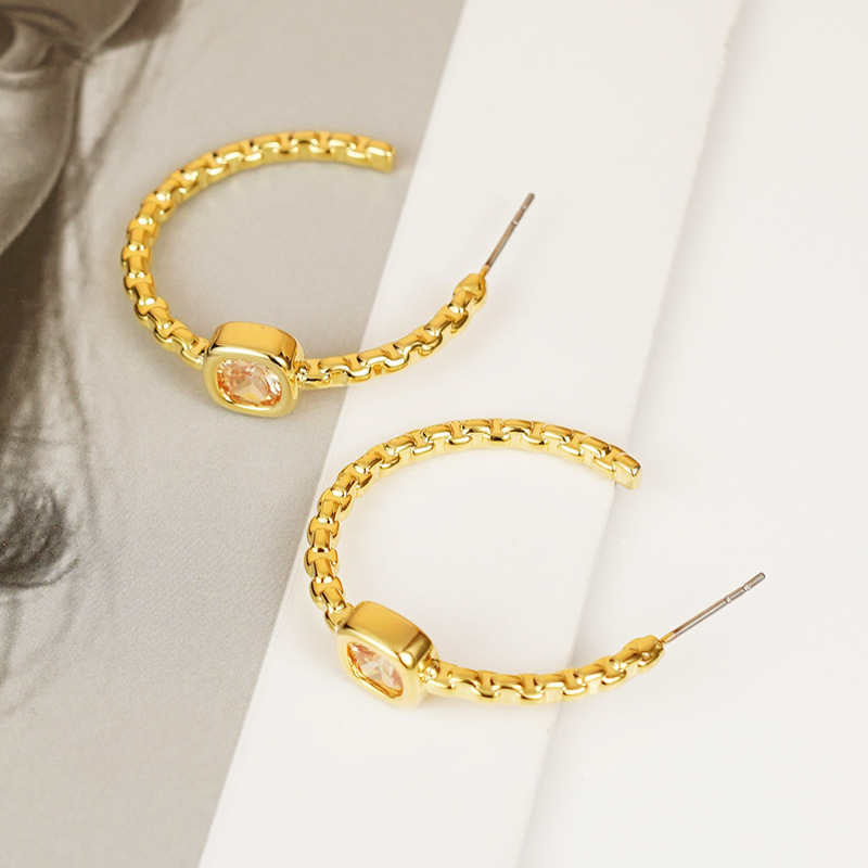 Dainty C-shaped Hoop Earrings for Women-Gold