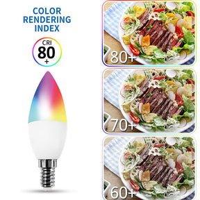 2Pcs Smart Bulb C37 Light WiFi LED Dimmable Color Candle Bulbs-110V