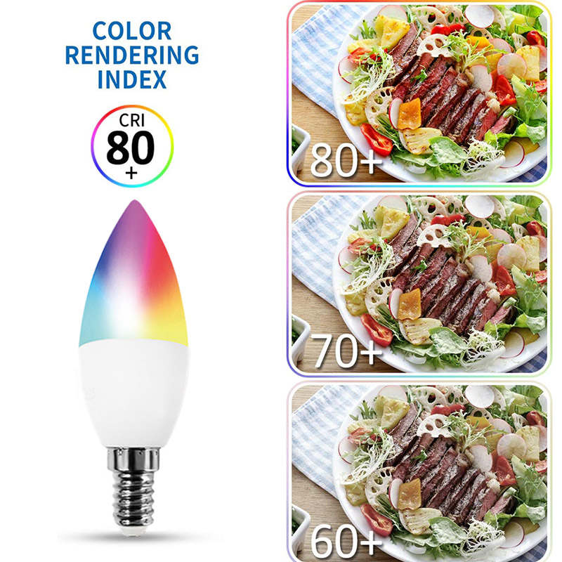 2Pcs Smart Bulb C37 Light WiFi LED Dimmable Color Candle Bulbs-220V