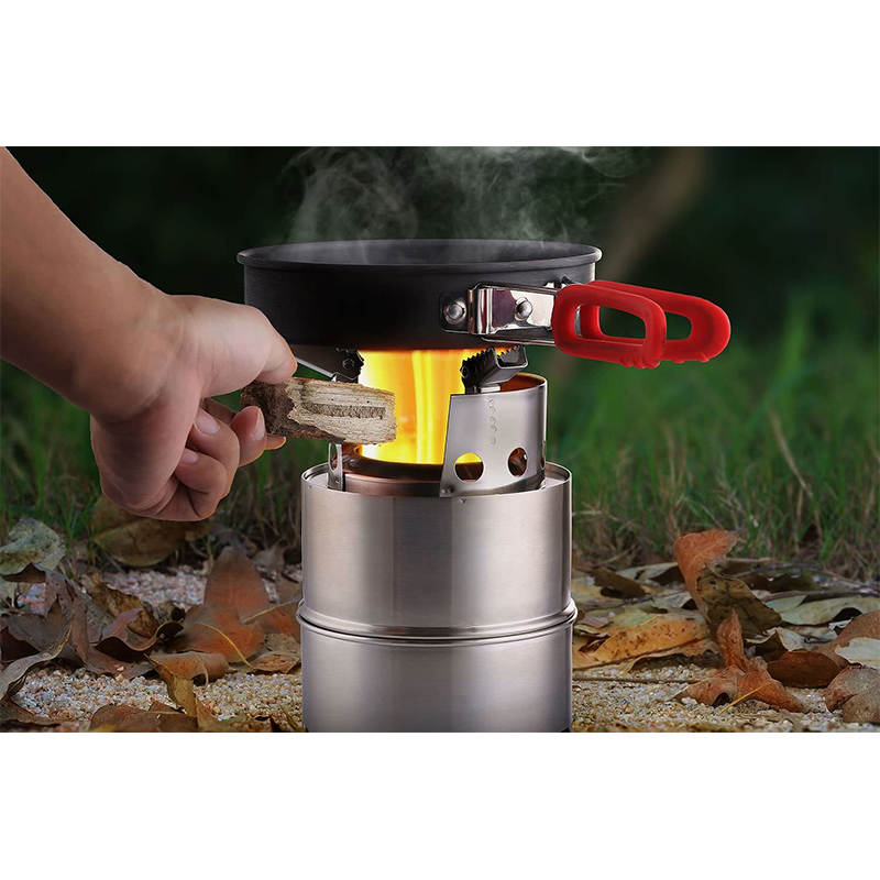 Portable Stainless Steel Wood Burning Stove for Outdoor Hiking Traveling Picnic