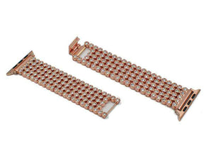 MTX Stainless Steel Watch Band Adjustable Wristbands for Apple IWatch Series SE/1/2/3/4/5/6 For Women-Rose Gold