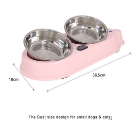 Dog Cat Bowls Double Premium Stainless Steel Pet Bowls with Cute Modeling-Red