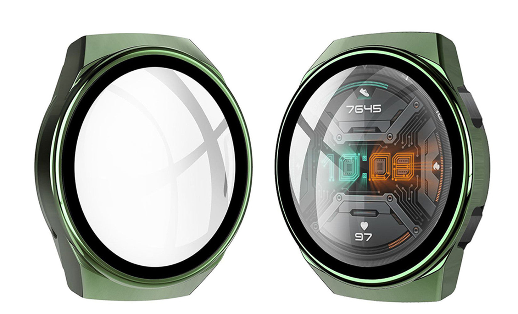 PC + Glass  Full Cover WatchCase For Huawei Watch GT2E-Dark green