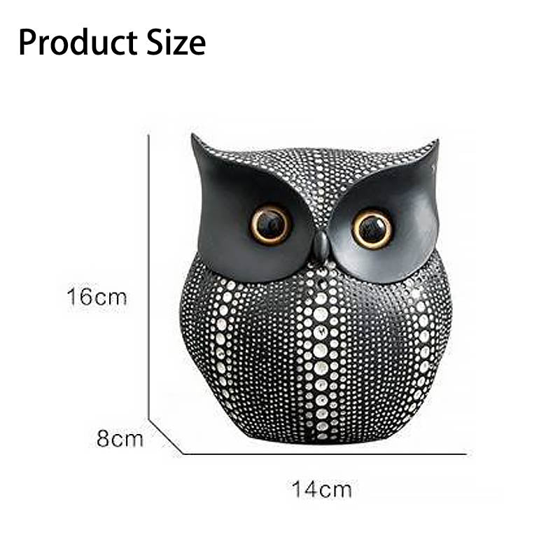 Owl Statue for Home Decor Accents Living Room Office Bedroom Kitchen Laundry House Apartment Dorm Bar -Black