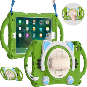 CatA iPad Silicone Case For iPad Mini 5 4 3 2 1 Built-in Handle Stand With a Strap-Green