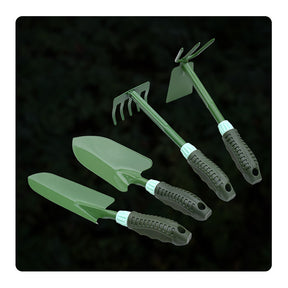 Garden 4 Piece Set Carbon Steel Garden Tool Lightweight Soft PVC Ergonomic Handle Grip Non-Slip -Dark Green