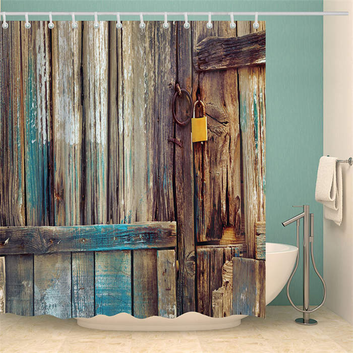 Vintage Wooden Printed Shower Curtains Bathroom Decor Accessory-4