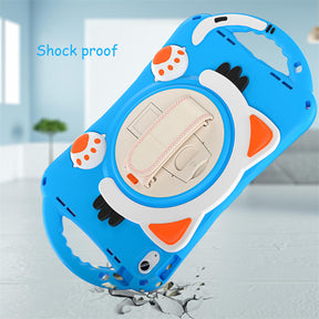 Cat Tablet Case For iPad 10th Rugged with Shoulder Strap-LightBlue