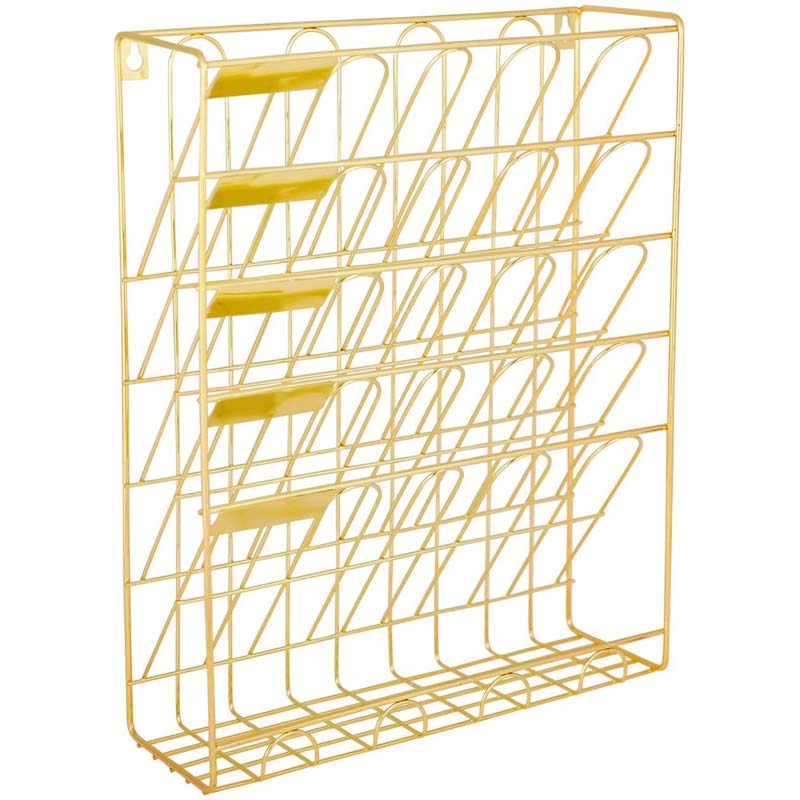 Hanging File Organizer6 Tier Wall Mount Document Letter Tray File Organizer for Home and Office -Gold