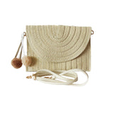 Straw Shoulder Bag Casual Beach Clutch Crossbody Bag-Beige