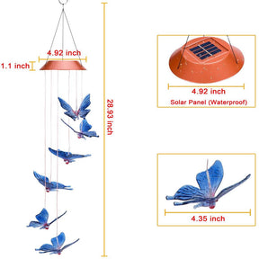 Colorful Solar Wind Chimes Gardening Gift for Mother And Grandma Christmas Decoration-BlueButterfly