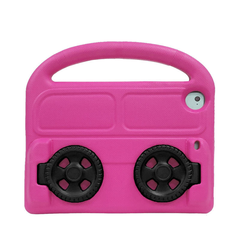 Wheel iPad Case For iPad Mini 1/2/3/4/5 Shockproof Stand Cover With Handle Stand-Rose
