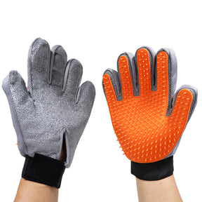 1 Pair Pet Grooming Gloves Efficient Hair Remover Brush-Orange