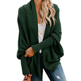 Women's Batwing Knitted Oversized Slouchy Solid Cardigan Sweater Knit Outwear-Green