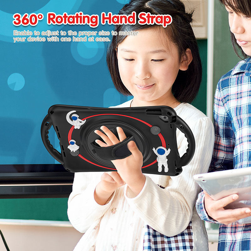 iPad Case Rugged Case with Handle Stand Shoulder Strap for iPad 10.2 Inch 2019/2020/2021-Black