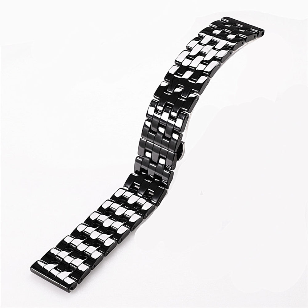 5 Rows Ceramic Watch Band With Butterfly Buckle For Samsung Galaxy Watch 42/46mm Gear S3 Frontier/Classic(Black)