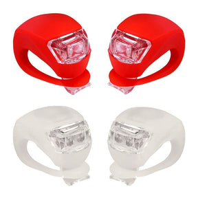 LED Bicycle Silicone Tail Light Kit Waterproof Mountain Bike Headlight 4 Pack White Red