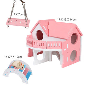 3-Pack Hamster Exercise Toys House Hideout for Small Animal-B