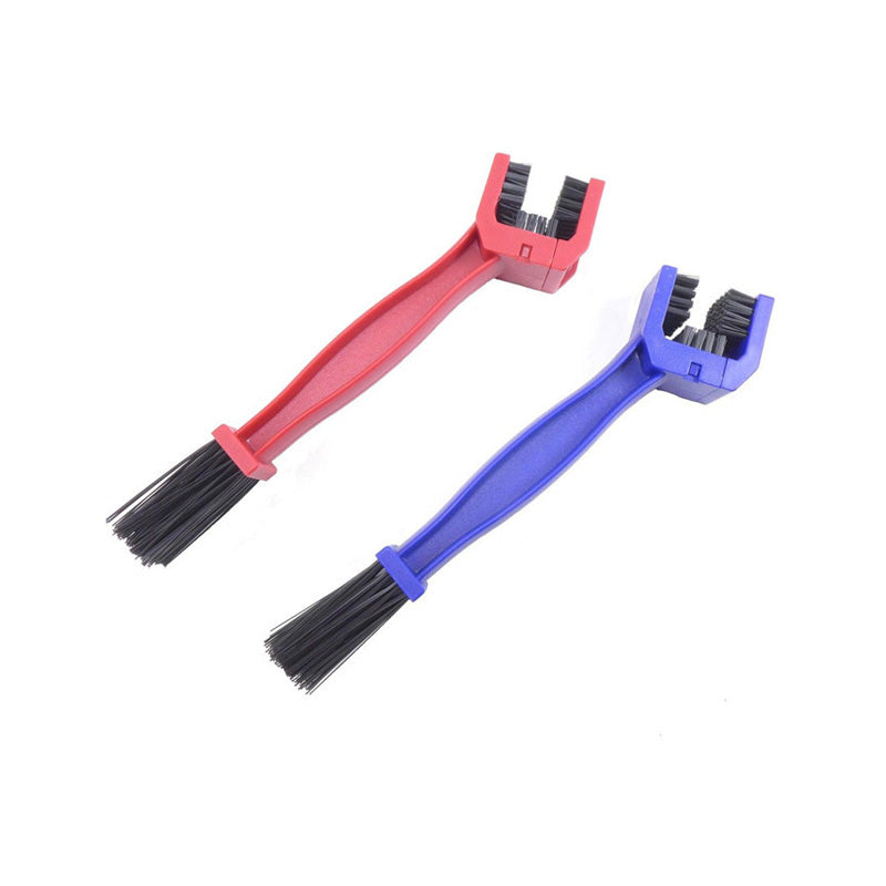 2Pcs Bicycle Motorcycle Chain Washing Cleaning Brush-Blue+Red