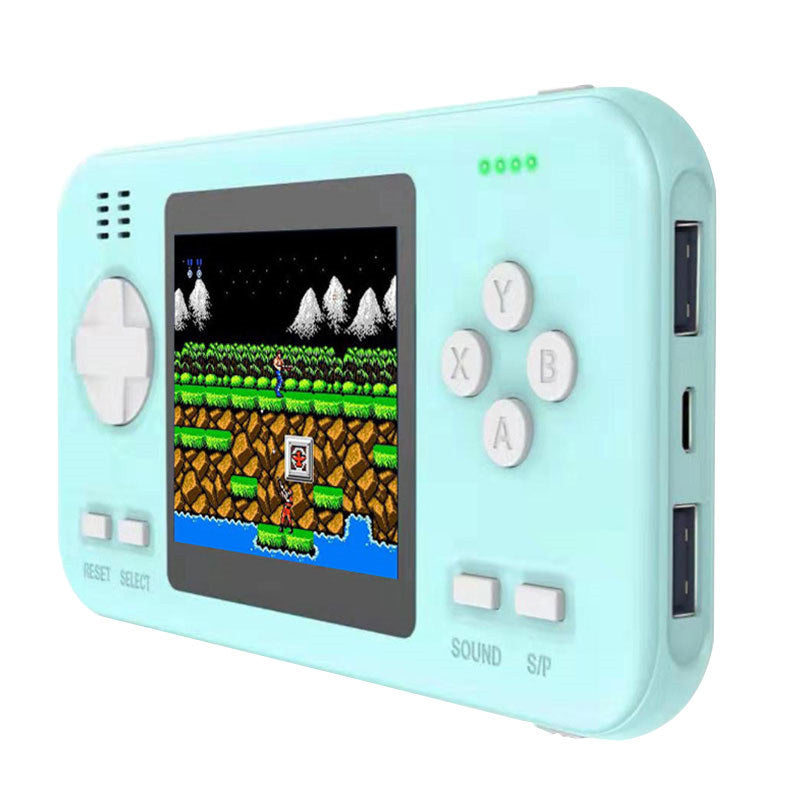 2 in 1 Handheld Game Console 8000mAh Power Bank with 416 Classic FC Games-Blue