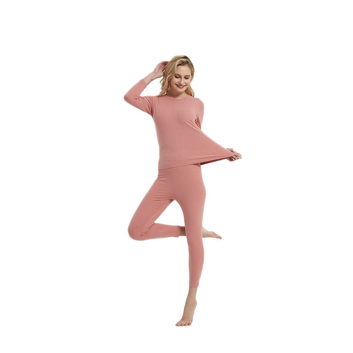 Women's Ultra Soft Autumn And Winter Thermal Underwear Fleece Lined Pajamas-Water Red