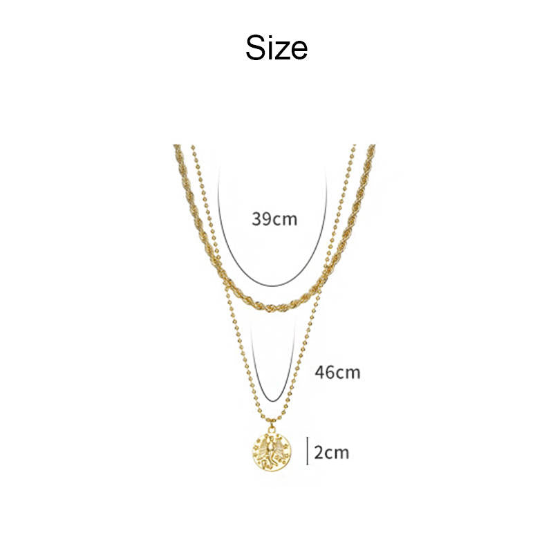 Gold Layered Necklace Thick Chain Personalized Cuban Coin Pendant For Women Girls-N21021