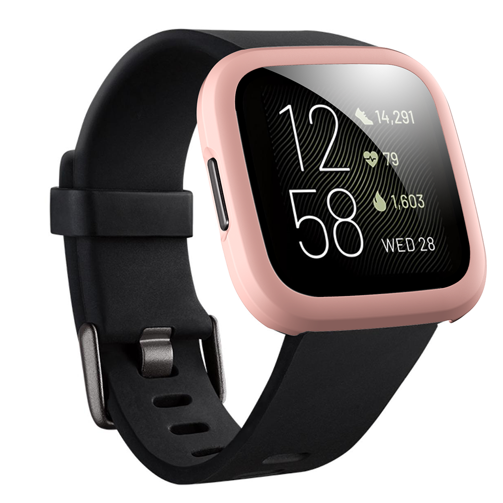 Watch Case For Fitbit Versa 2 Matt PC HD Tempered Glass Cover - Powder Sand