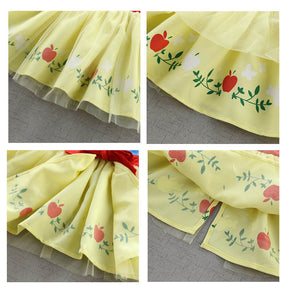 Girls Princess Apron Strap Dress Backless Smock-Snow White