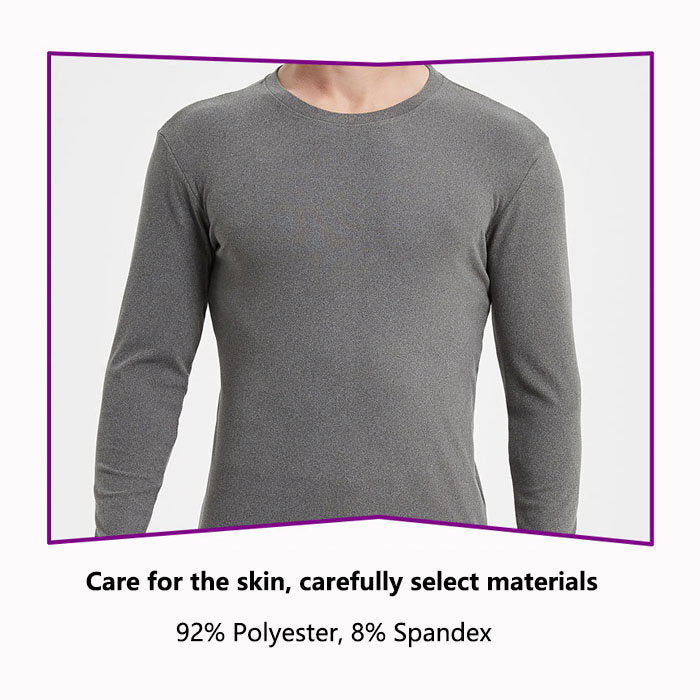 Men's Ultra Soft Autumn And Winter Thermal Underwear Fleece Lined Pajamas-Gray