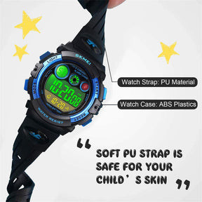 Kid Waterproof Electronic Multi Function Outdoor LED Watches-BlackBlue