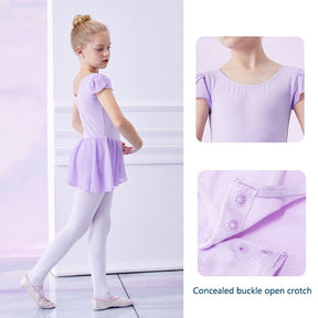 Toddler Ballet Leotard for Girls Dance Flutter Sleeve Skirt Ballerina Dress Outfit-Purple