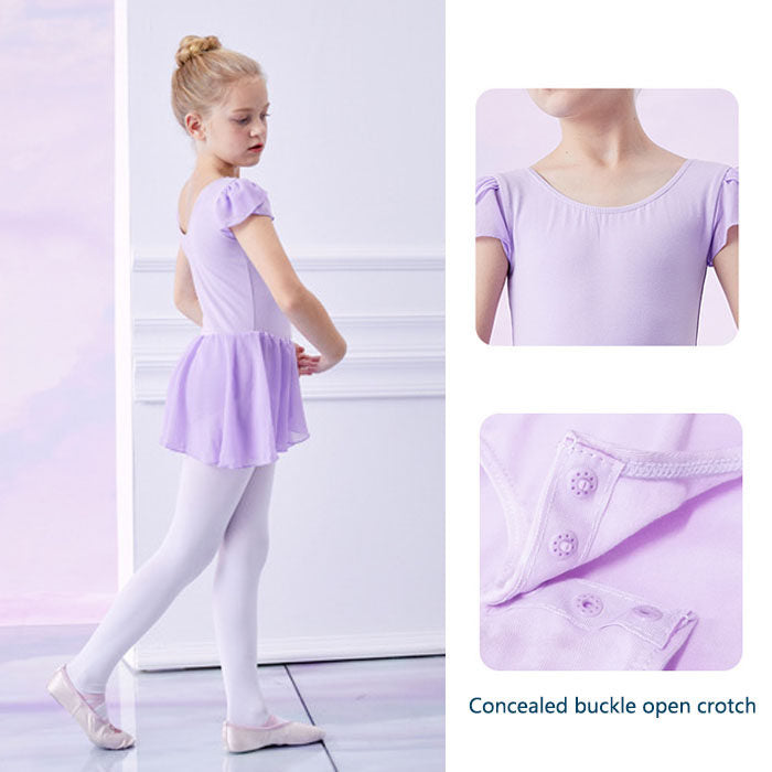 Toddler Ballet Leotard for Girls Dance Flutter Sleeve Skirt Ballerina Dress Outfit-Purple