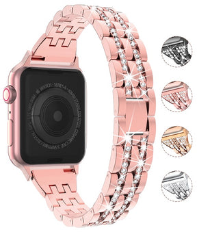 5C Diamond Stainless Steel Watch Strap Wristbands For Apple iWatch Series-RoseRed