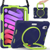 OnePieceB iPad Case For iPad Mini 6 Rugged Shockproof Case With Holder and Shoulder Strap-NavyLime