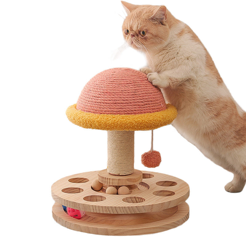 Cat Scratching Post 3-in-1 Interactive Track Toys and Hanging Plush Ball