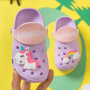 Unicorn Cartoon Childrens Beach Sandals Summer Toddler Boys Girls Slippers-Purple