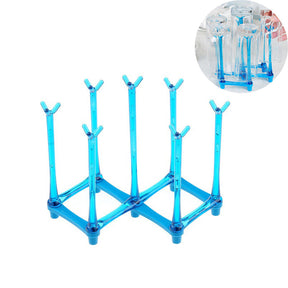 Retractable Cup Drying Rack Plastic Mug Tree for Kitchen Office-Blue