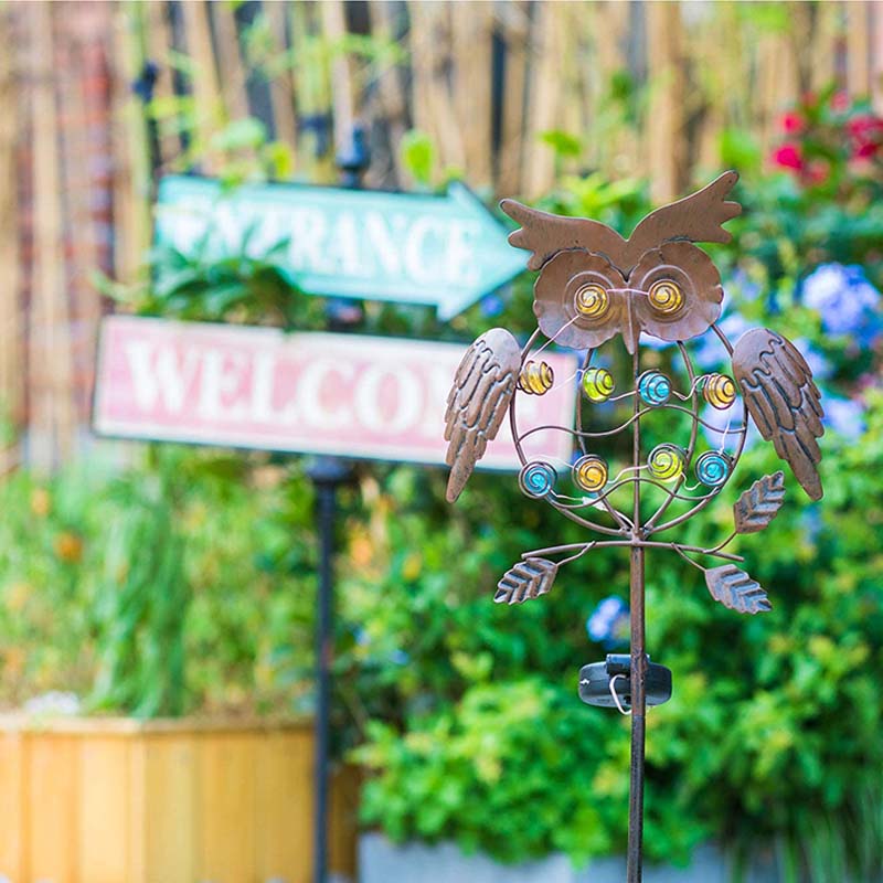 Garden Solar Light Metal OWL LED Decorative Garden Weatherproof Ligh Suitable for Courtyards Lawns Bronze