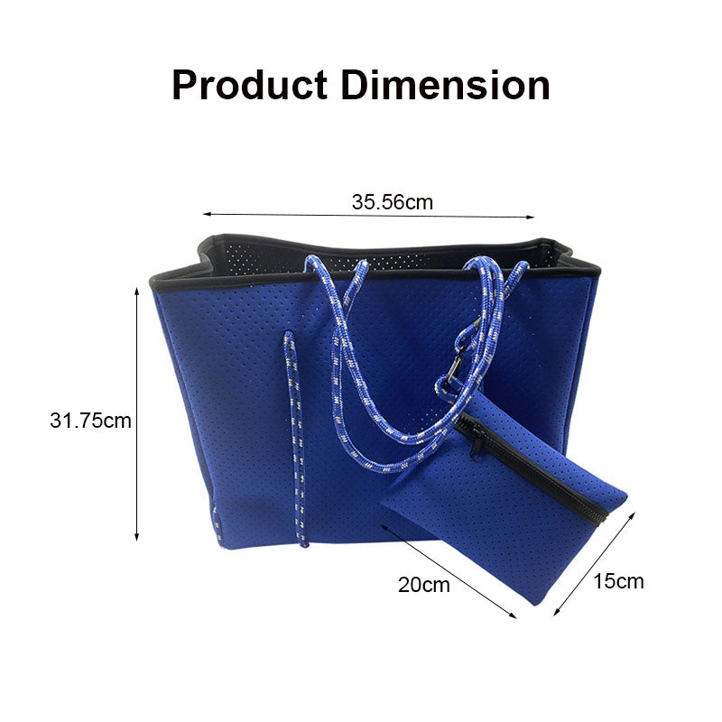 2Pcs Shoulder Bag Large Capacity Stripe Design Lightweight Handbag-Blue